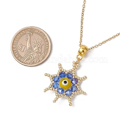 Стеклянные бусины и ожерелья ручной работы с подвесками в виде звездочек от сглаза&nbsp;NJEW-MZ00098-01