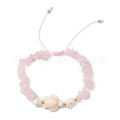 2шт. браслеты из плетеных бусин с натуральным розовым кварцем&nbsp;BJEW-JB11541-02