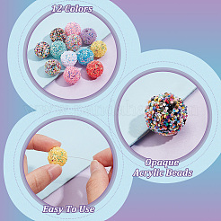 24шт 12 цвета непрозрачные акриловые бусины&nbsp;MACR-PH0001-77