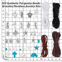 Наборы для браслета/ожерелья из синтетических бирюзовых бусин своими руками&nbsp;DIY-PH0031-47