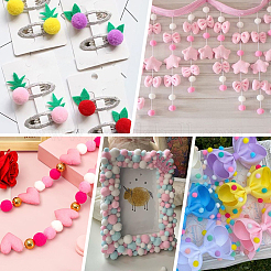 400 шт. шарики-помпоны из полиэстера 4 цветов&nbsp;DIY-SC0031-37B