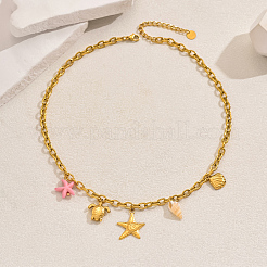 Элегантные ожерелья из нержавеющей стали 201 в форме морской звезды для женщин&nbsp;WB2841