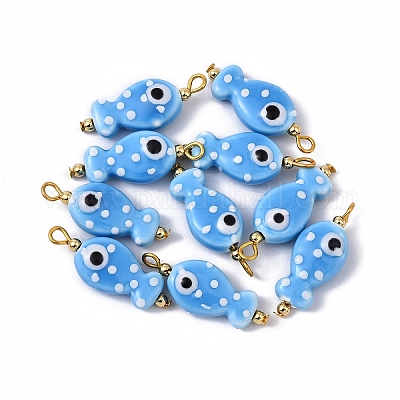 10 шт. фарфоровых подвесок-рыбок ручной работы&nbsp;PALLOY-YW00115-03-1