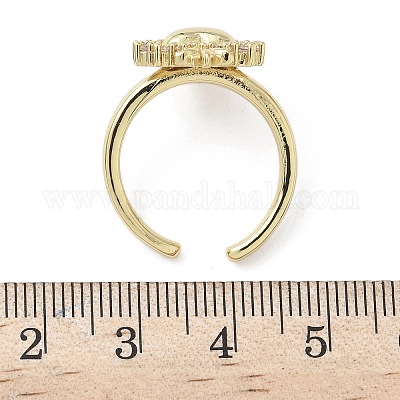 Латунные микро проложить манжеты кольца кубического циркония&nbsp;RJEW-H236-24G-1