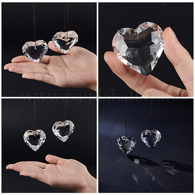 2 шт. стеклянная подвеска в форме сердца&nbsp;AJEW-BBC0002-30B-1