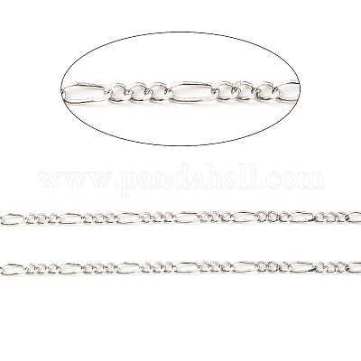 Антикоррозийные родиевые цепи из стерлингового серебра 925 пробы Фигаро&nbsp;STER-F052-03P-1