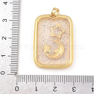 Подвески из прозрачной эпоксидной смолы из латуни&nbsp;LS-KK-B163-01G-01-1