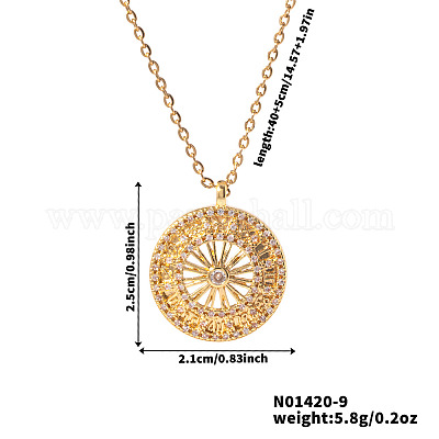 Элегантные латунные ожерелья с подвеской в форме колеса с микропаве из прозрачных кубических цирконий для женщин GZ1520-1-1
