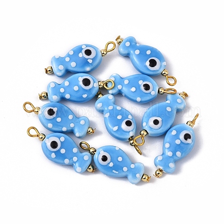 10 шт. фарфоровых подвесок-рыбок ручной работы PALLOY-YW00115-03-1