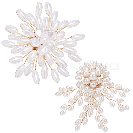 2 шт. 2 стили булавки с цветочным рисунком и имитацией жемчуга&nbsp;JEWB-AR0001-28-1