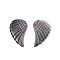Natural Black Lip Shell Pendants, Wing, 38~41x20~21x1.5~3mm, Hole: 1.2mm, 2pcs/set