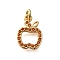 Brass Pendants, Fruit Charms, Lead Free & Cadmium Free, Long-Lasting Plated, with Jump Ring, Apple, 13x9x1.7mm, Hole: 2mm