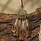 Ethnic Style Alloy & Wood Woven Web/Net with Feather Big Pendant Faux Suede Cord Necklaces for Women, Antique Bronze, Flower, 15.75 inch(40cm), pendant: 100x35mm