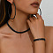 Alloy with Jet Rhinestone Chain Necklace & Hoop Earring & Bracelet, Black, 310mm & 80mm & 160mm