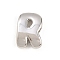 Brass Beads, Long-Lasting Plated, Rack Plating, Lead Free & Cadmium Free, Platinum, Letter R, 14x10x5mm, Hole: 11x3mm