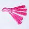 Polyester Tassel Decorations, Pendant Decorations, Deep Pink, 130x6mm, Tassel: 70~90mm