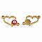 304 Stainless Steel Enamel Connector Charms, Golden, Heart with Evil Eye, Dark Red, 11.5x18x3mm, Hole: 1.2mm