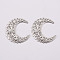 Iron Filigree Joiners Links, Etched Metal Embellishments, Hollow Out, Crescent Moon, Platinum, 43x37.5x0.5mm, Hole: 1.2mm