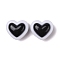Two-tone Acrylic Beads, Heart, Black, 15x17.5x12mm, Hole: 3.5mm, 294pc/500g