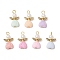 Angel Pendants, with Iron Flat Head Pins & ABS Plastic Imitation Pearl Round Beads & Tibetan Style Alloy Fairy Wing Beads & Craft Style Acrylic Bead, Mixed Color, 23x13.5x5mm, Hole: 2.5mm
