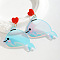 Acrylic Dangle Stud Earrings, Dolphin, 56x45mm