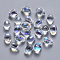 Transparent Spray Painted Glass Charms, AB Color Plated, Teardrop, Clear AB, 9x6x6mm, Hole: 1mm