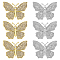 6Pcs 2 Colors Butterfly Alloy Rhinestone Lapel Pins for Backpack Clothes, Platinum & Light Gold, 30x41.5mm, 3pcs/color