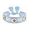 Evil Eye Adjustable Polyester & Alloy & Resin Enamel & Rhinestone Slider Bracelets, Macrame Bracelets for Women, with Tassels, Alice Blue, 5.91~9.45 inch(15~24cm)
