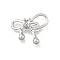 Brass Pendants, Bowknot Charms, Platinum, 14x17.5x5mm, Hole: 2x3mm