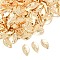 Brass Charms, Long-Lasting Plated, Leaf, Real 24K Gold Plated, 7x4x1mm, Hole: 1mm