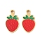 304 Stainless Steel Enamel Charms, Ion Plating(IP), Golden, Strawberry, 12.5x7x1.5mm, Hole: 1.2mm