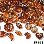 75 шт. 15 стиля, имитация янтаря, прозрачные акриловые бусины, с металлическим обрамлением, разнообразные, цвет шоколада, 12~18x12~14x5~12 мм, отверстие : 1.2~1.8 мм