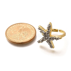 Латунные кольца из манжеты с прозрачным цирконием&nbsp;RJEW-U035-07GP