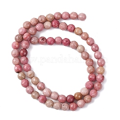 Граненые круглые бусины из натурального родонита&nbsp;G-M289-02-6mm