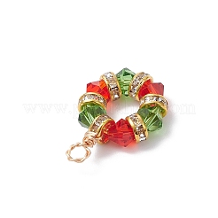 2 шт. 2-цветные подвески из искусственного австрийского хрусталя K9 и латунного хрустального камня с шестигранными бусинами&nbsp;PALLOY-JF04343