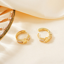 Элегантные серьги-кольца из латуни с прозрачным кубическим цирконием в форме звезды&nbsp;AN6190-2