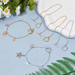 24шт 3 цвета 304 нержавеющая сталь тросовые цепи браслеты для женщин&nbsp;BJEW-HS00008