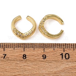 Серьги-каффы в форме буквы С с микропаве из прозрачного кубического циркония из латуни&nbsp;LS-EJEW-D328-09G-03