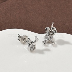 Серьги-гвоздики с оленями из латуни с микропаве из прозрачных кубических цирконий&nbsp;EJEW-F383-08P