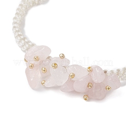 Браслеты ручной работы из стеклянных бусин и натурального розового кварца для женщин&nbsp;BJEW-MZ00225-03