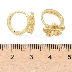 Серьги-кольца из латуни с цветком&nbsp;LS-EJEW-Z102-01G