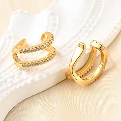 Латунные серьги-манжеты из прозрачного кубического циркония&nbsp;EJEW-K309-12G