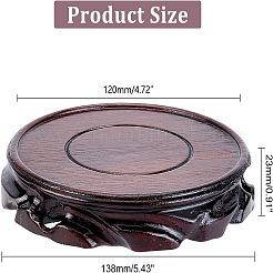 Плоская круглая резная подставка из цельного дерева&nbsp;ODIS-WH0020-82