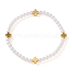 Летние латунные браслеты с крестом и круглыми бусинами из искусственного жемчуга для женщин.&nbsp;NA3901