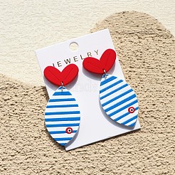 Летние пляжные полосатые акриловые серьги-гвоздики&nbsp;FS-WG25FC5-01