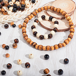 400 шт. 8 стиля крашеных бусин из натурального клена&nbsp;WOOD-PA0001-14