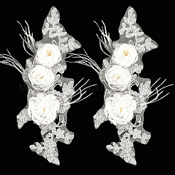 Нашивки из полиэстеровой ткани с цветочным рисунком&nbsp;DIY-WH20081-012B