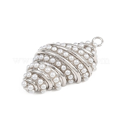 Подвески из искусственного жемчуга в форме ракушки из латуни и АБС-пластика&nbsp;KK-I352-04D-P