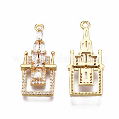 Латунные микропаве прозрачные подвески с фианитом&nbsp;KK-T063-81G-NF