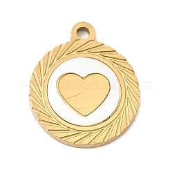 Плоские круглые подвески из натуральных белых ракушек&nbsp;STAS-P431-29G